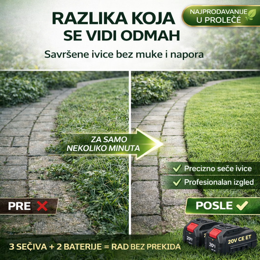 Aku trimer za travu sa 2 baterije
