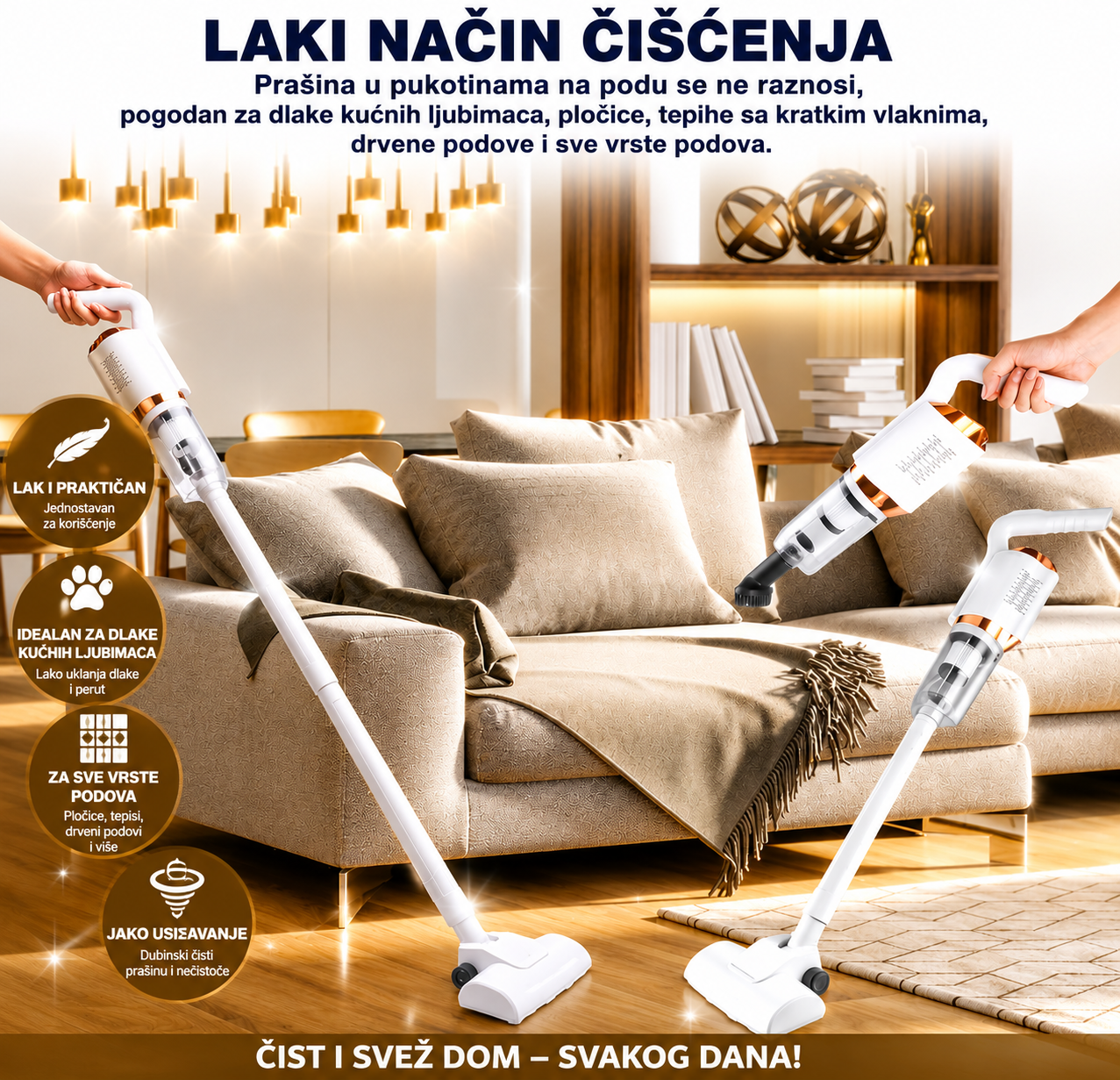Bežični Štapni i Ručni Usisivač 2u1