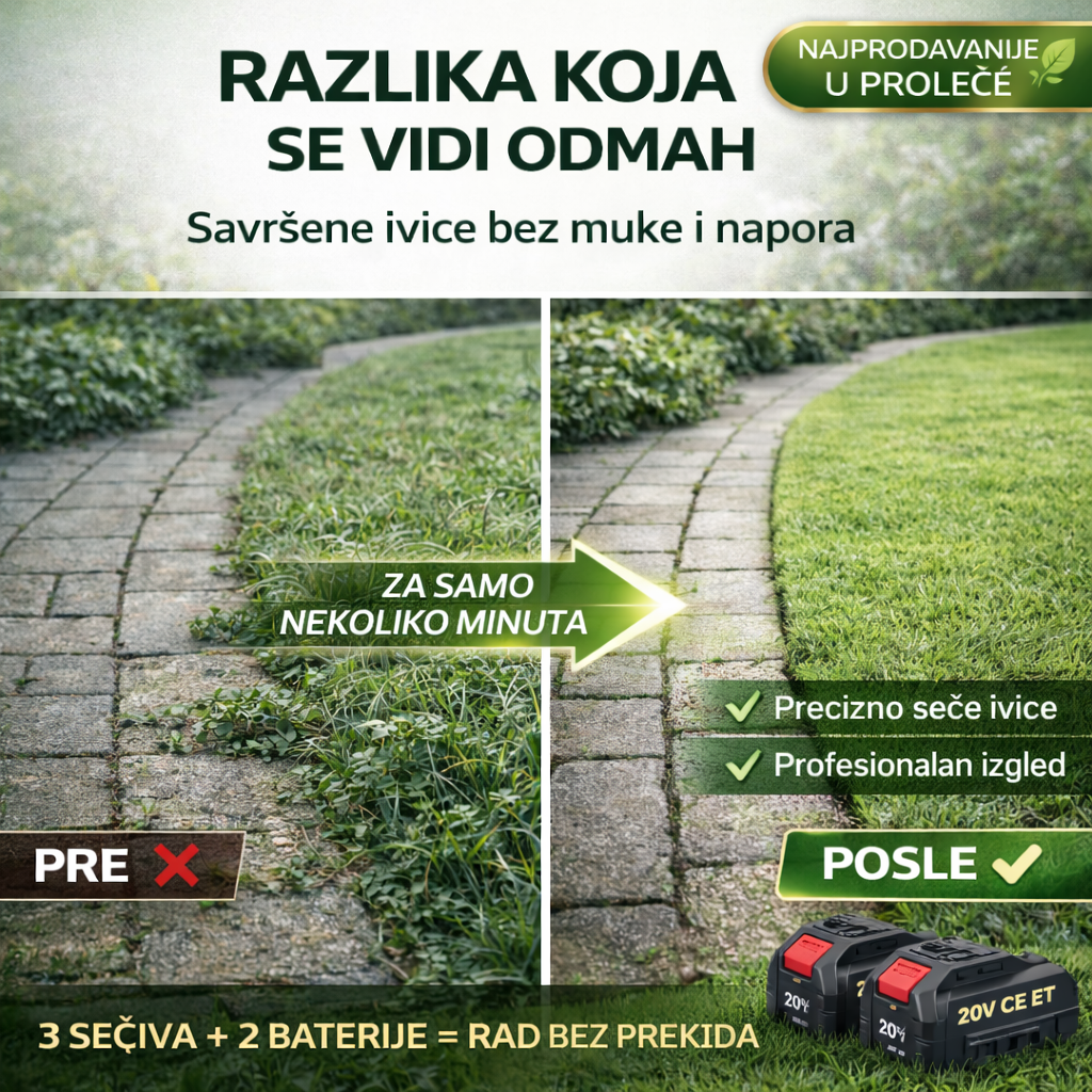 Aku trimer za travu sa 2 baterije