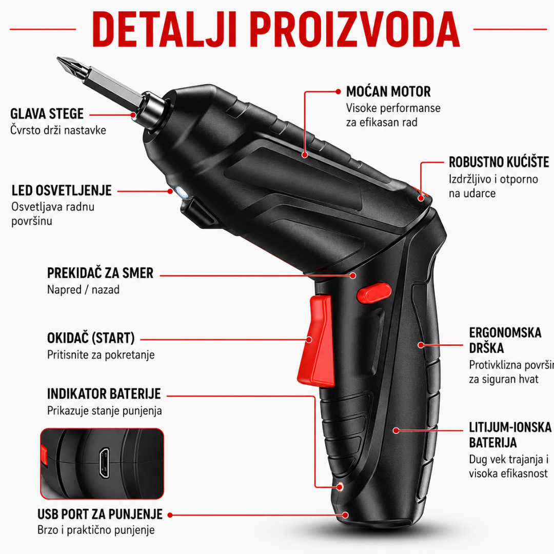 Aku Pivot Bušilica sa priborom